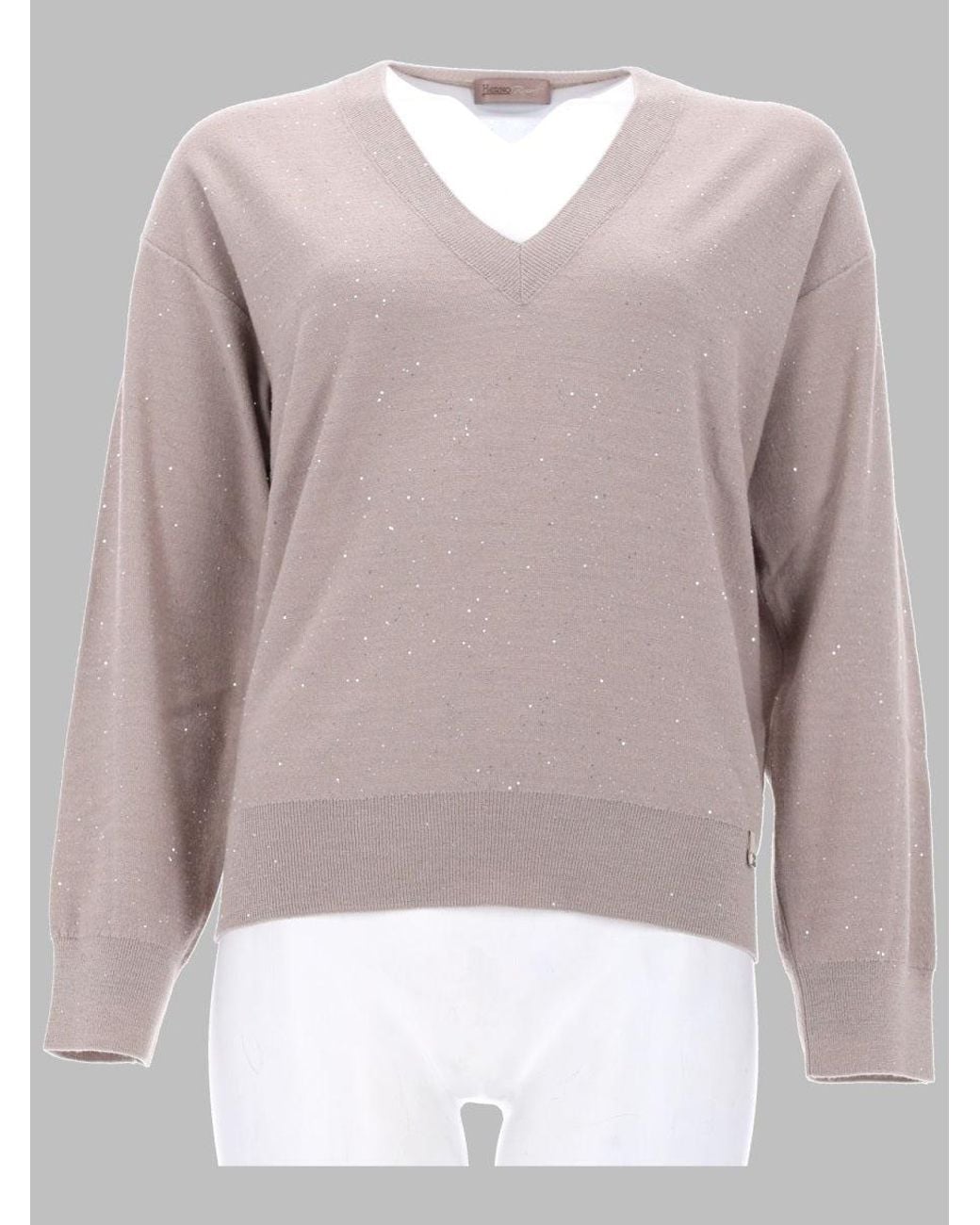Herno Natural Wool-Blend V-Neck Sweater For