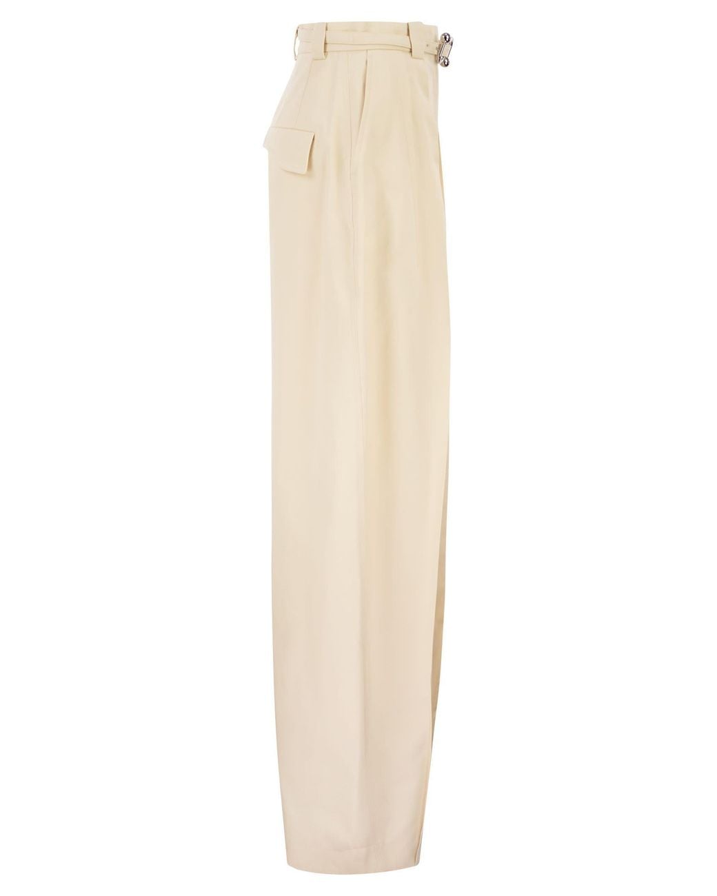 Sportmax Natural Spxidoneo – Wide Leg Cotton Trousers With Integrated Belt
