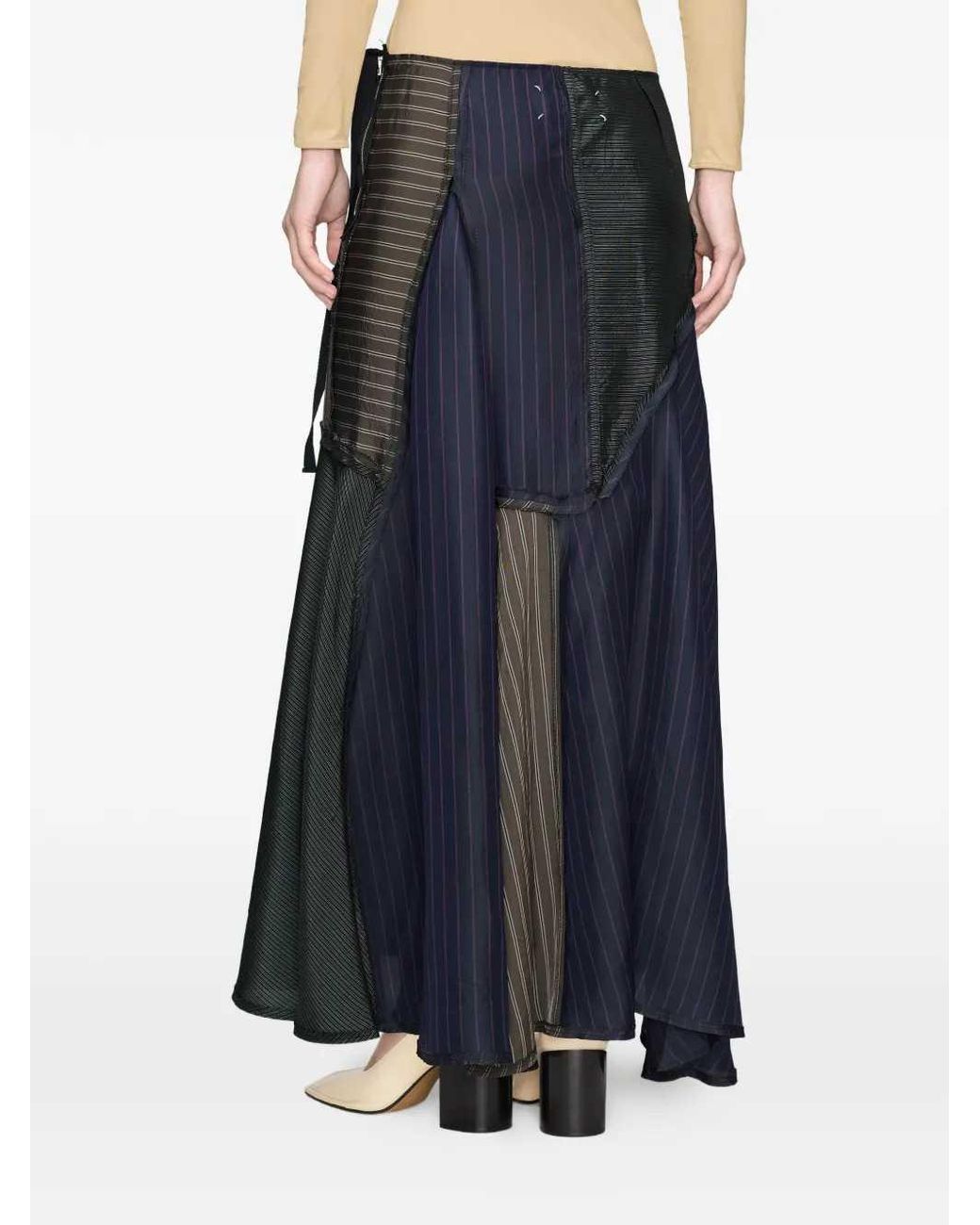 Maison Margiela Blue Patchwork Maxi Skirt