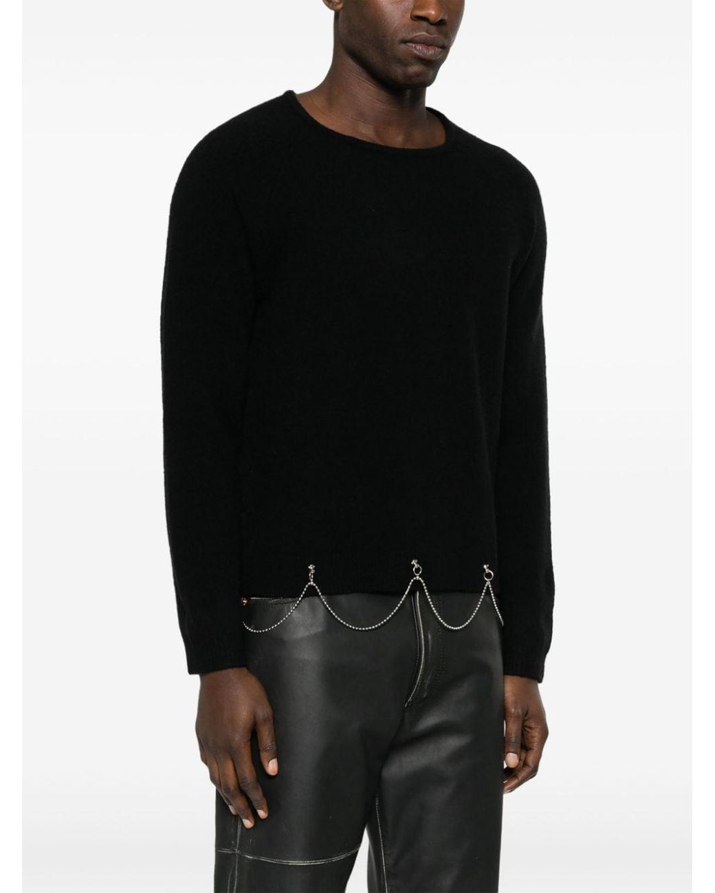 Random Identities White Long-Sleeved Chain-Embellished Jumper for men