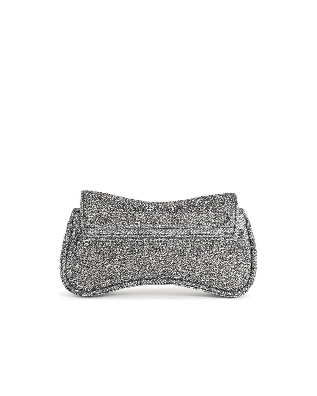 DIESEL Gray Clutch "Play" aus silbernem Glitzerstoff