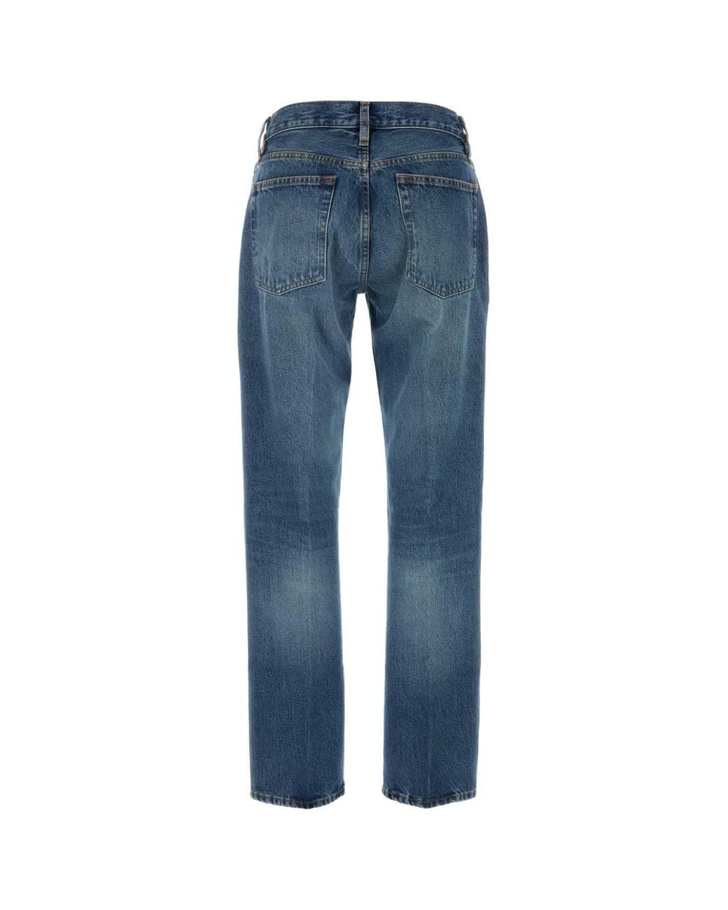 FRAME Blue Straight High Rise Jeans