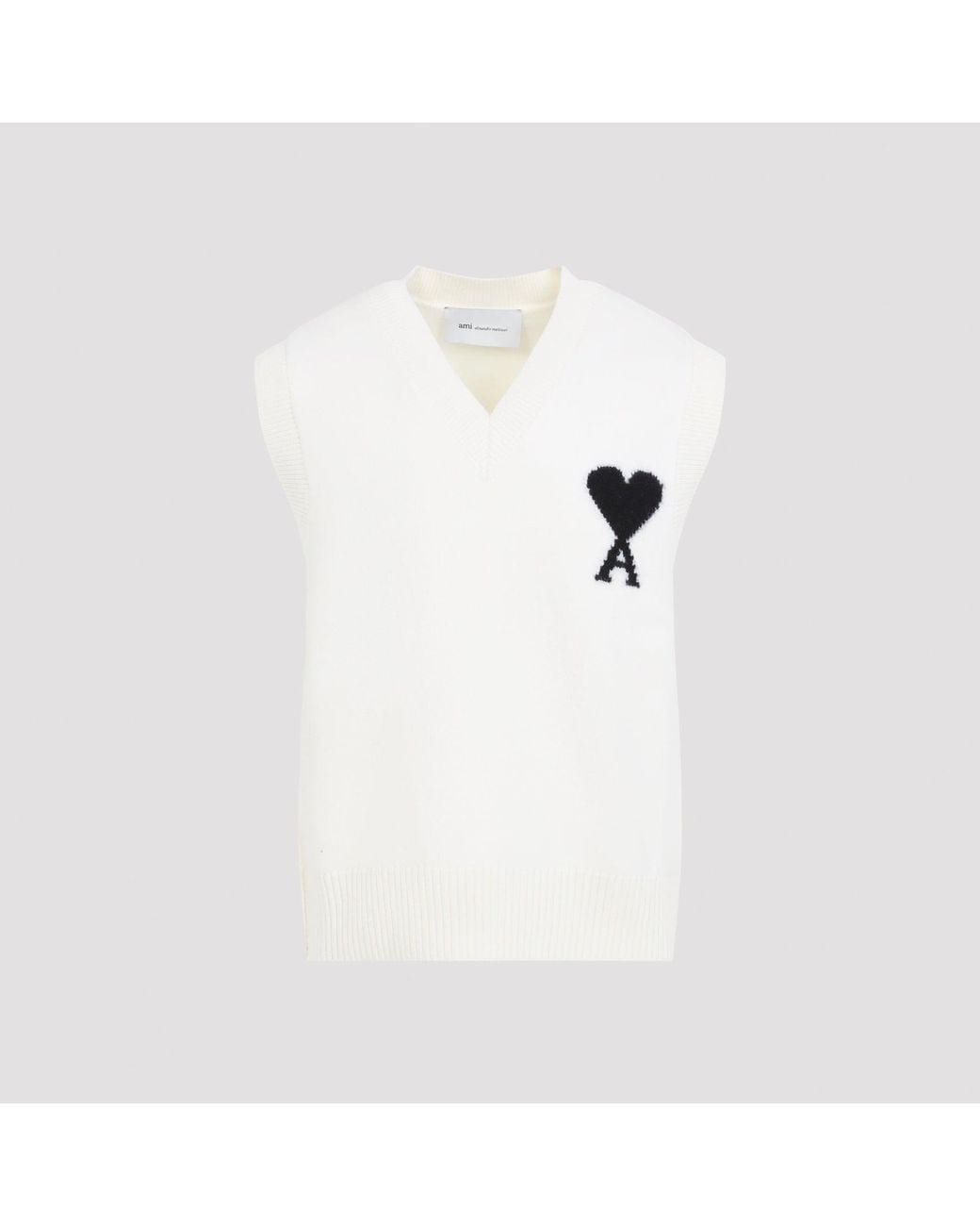 AMI White Adc Sleevless Sweater for men