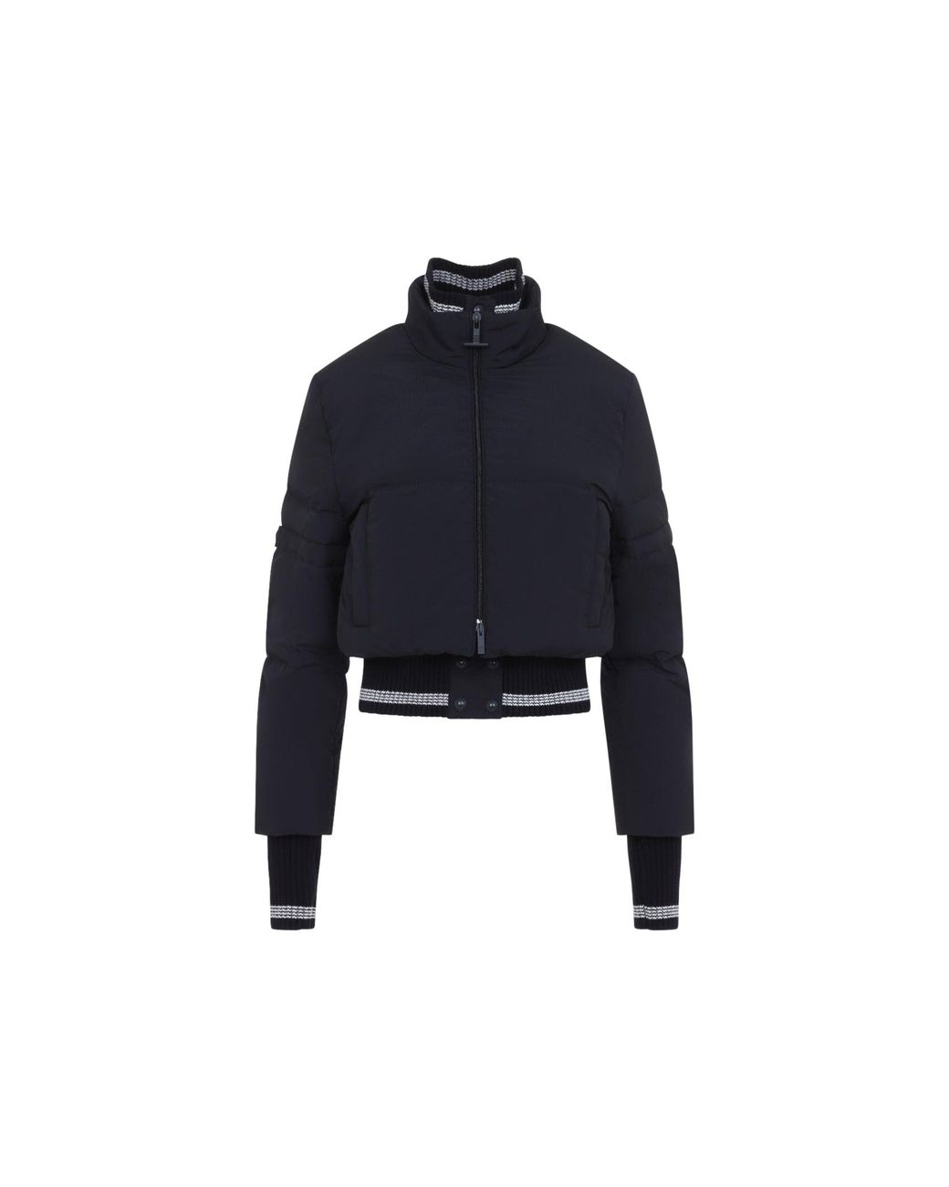 Thom Browne Blue Cropped Downfilled Front Zip Jacket