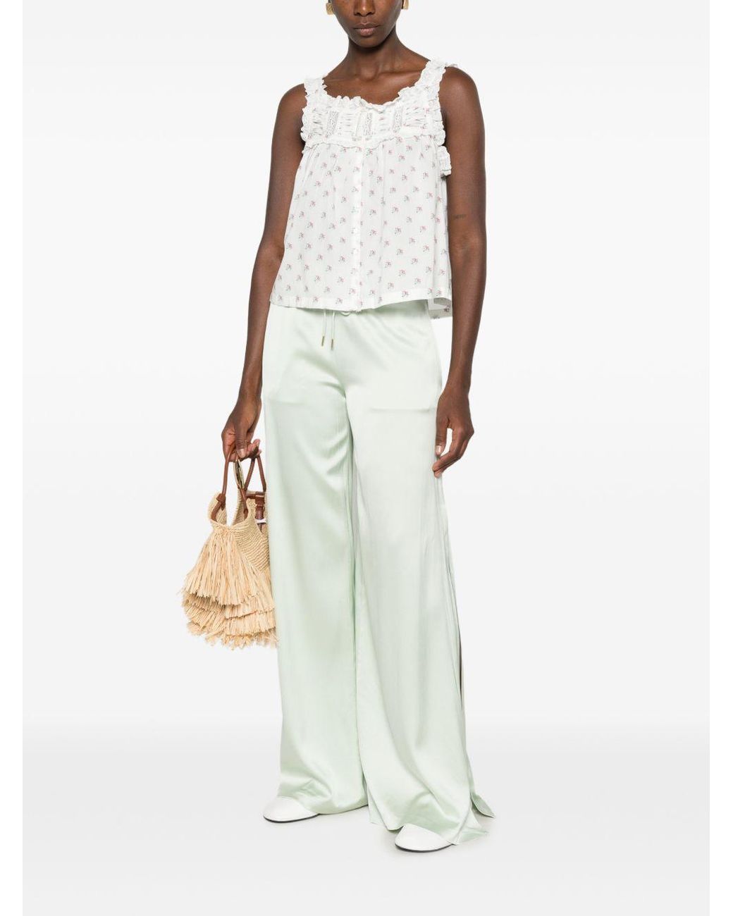 Alice + Olivia White Kenley Wide Leg Trousers