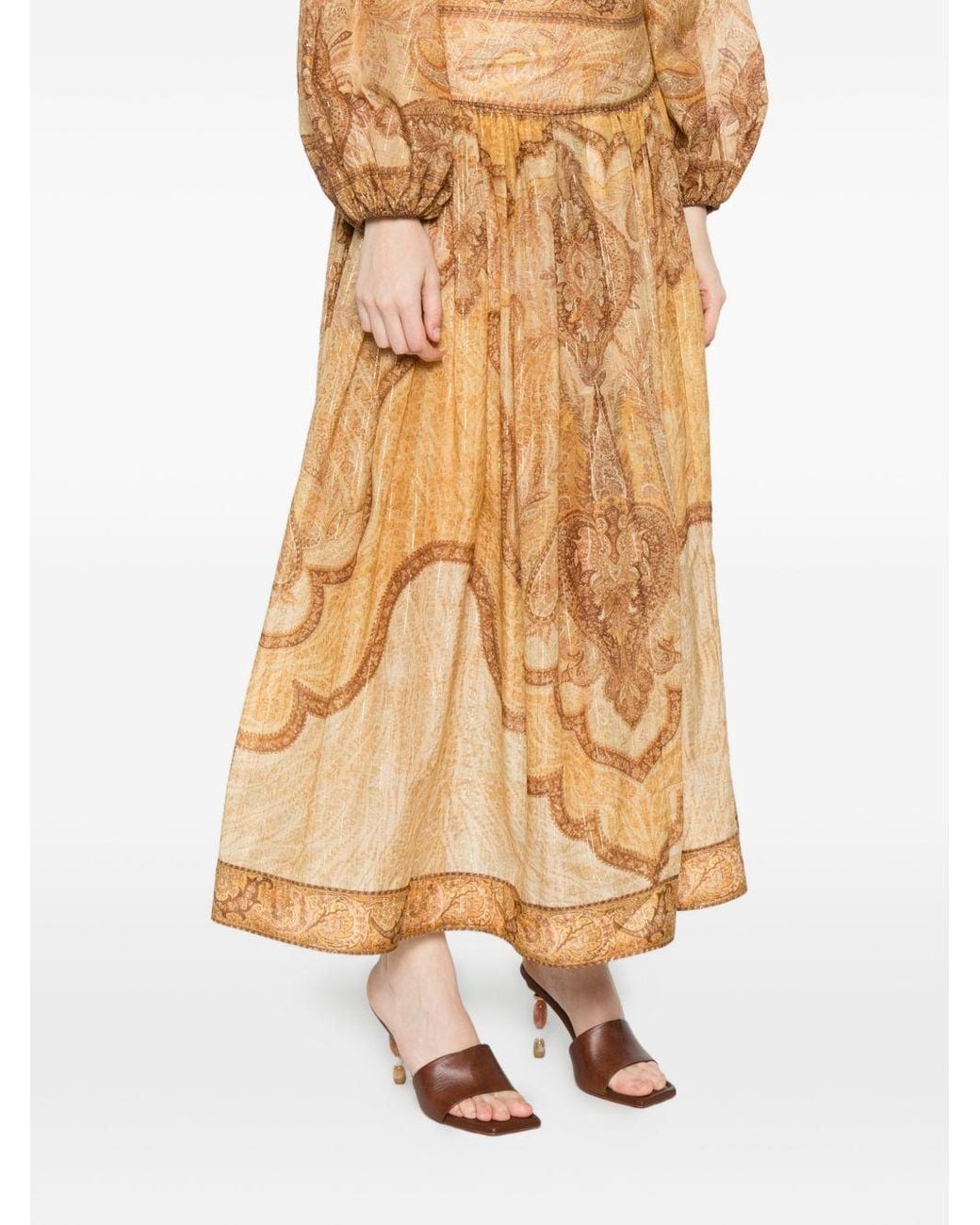 Zimmermann Natural Wanderlust Cotton And Silk Maxi Skirt