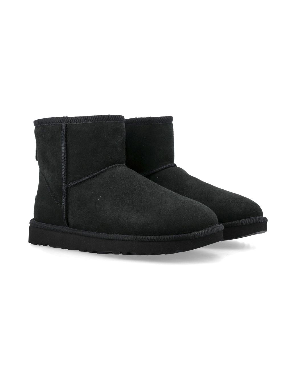 Ugg Black Classic Mini Ii Suede Boots With Shearling Lining