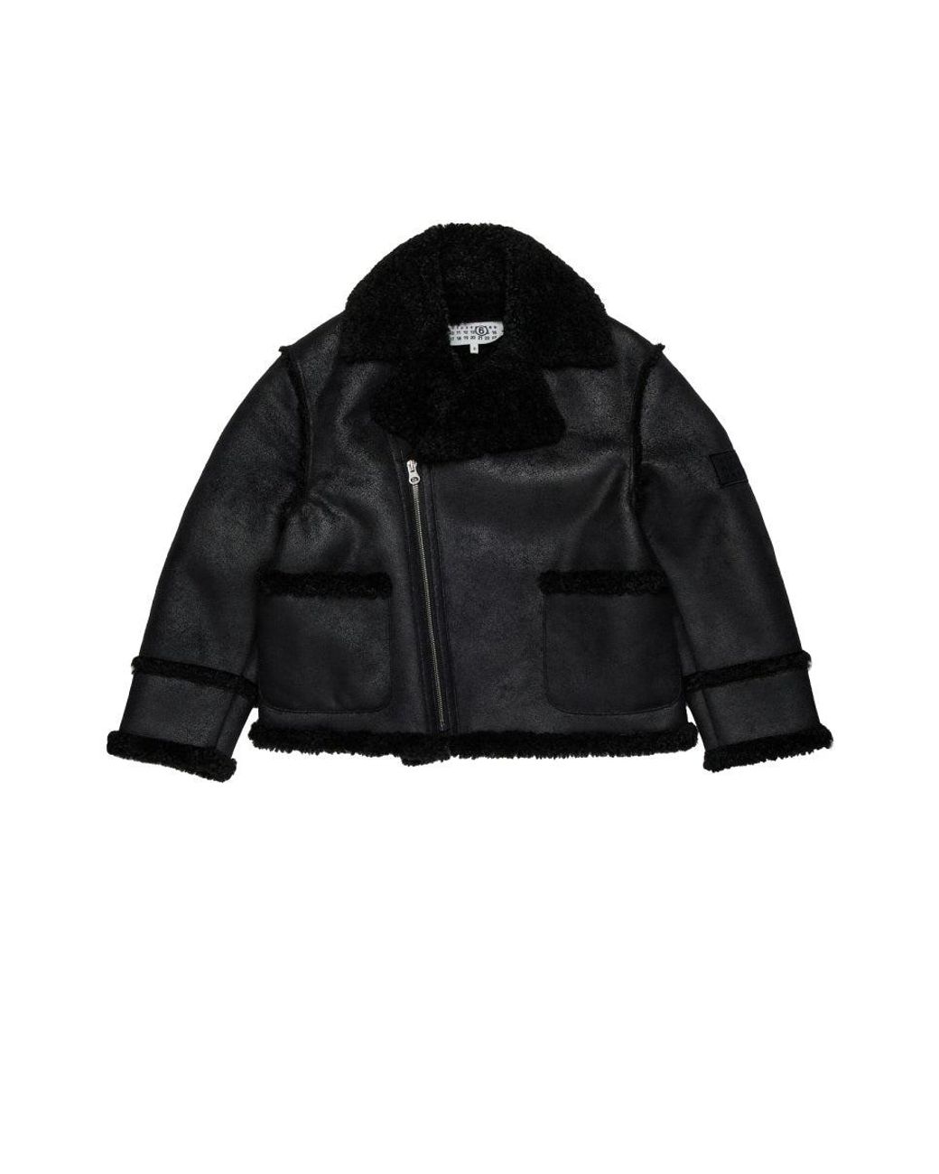 MM6 by Maison Margiela Black Shearling-Type Jacket With Teddy Details