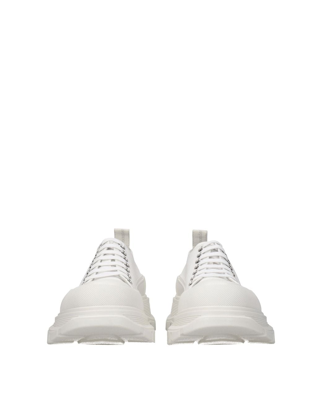 McQueen White Canvas Tread Slick Sneakers for men