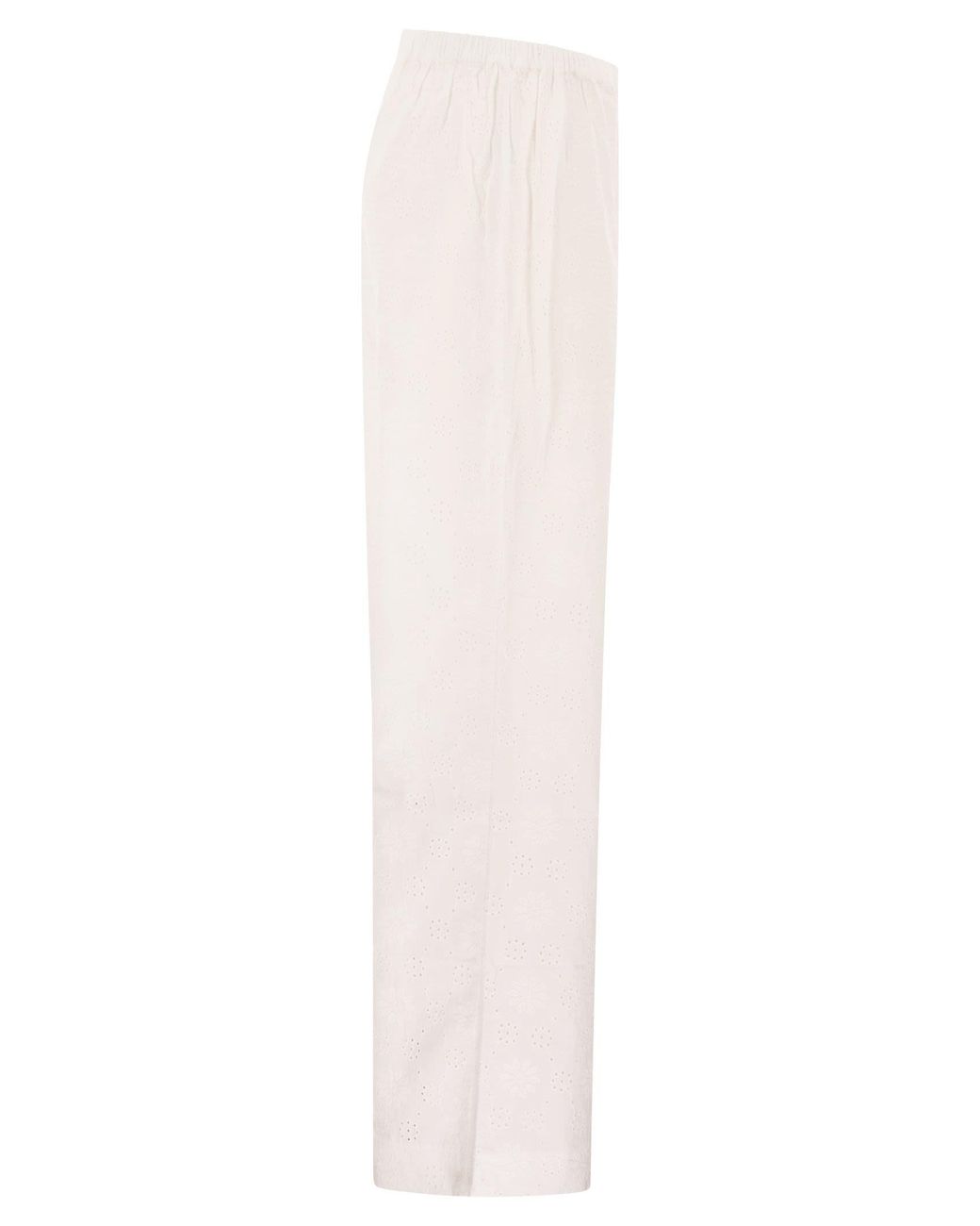 Mc2 Saint Barth White Wide-Leg Broderie Anglaise Cotton Trousers