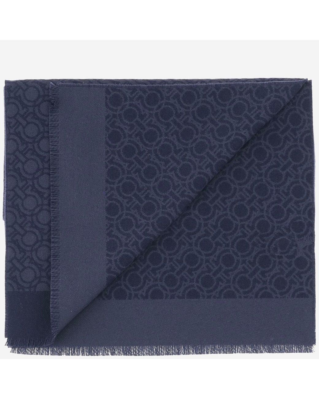 Ferragamo Blue Wool Scarf for men