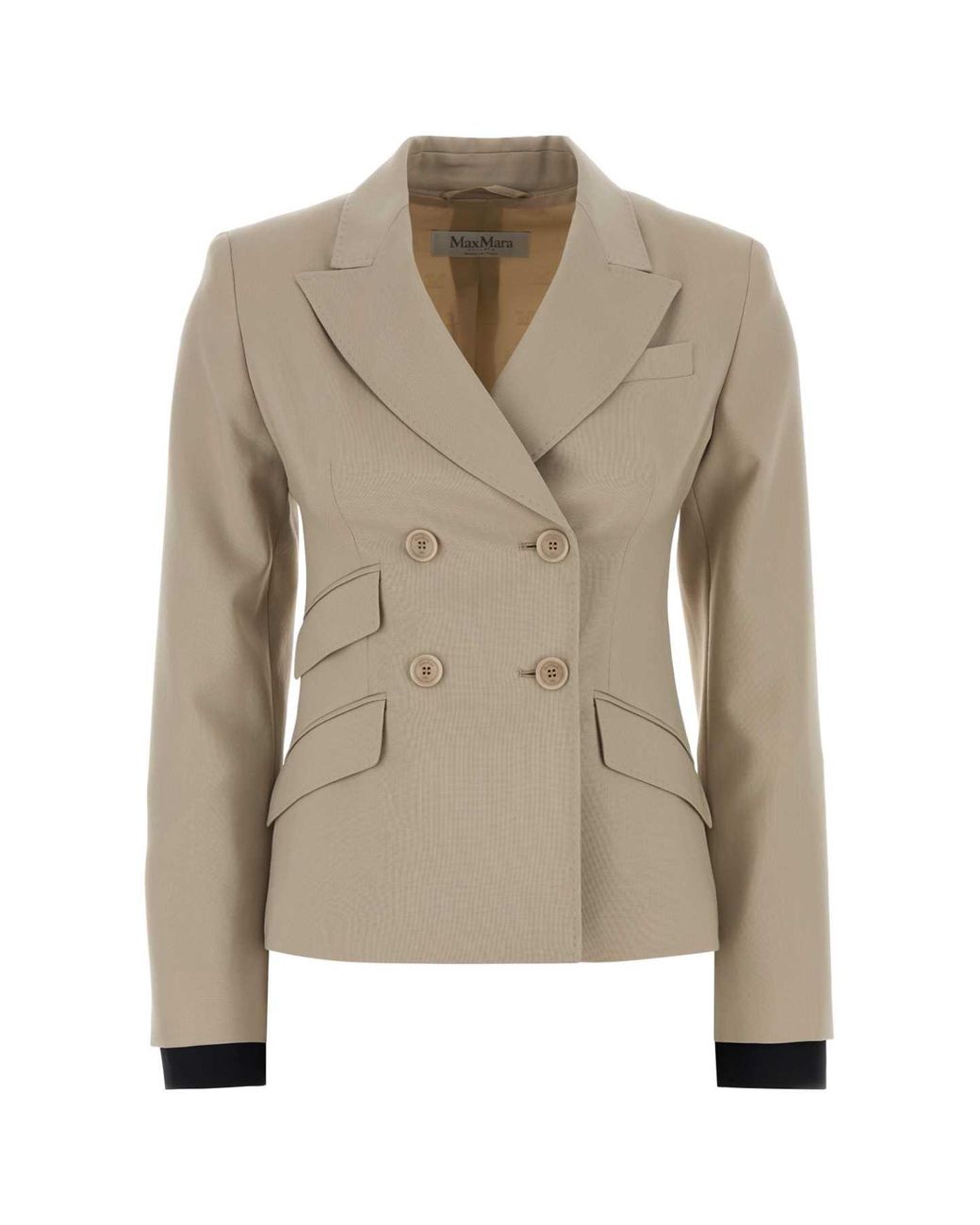 Max Mara Natural Sand Wool Blend Placido Blazer