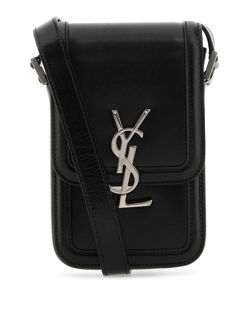 Saint Laurent Black Leather Phone Case for men