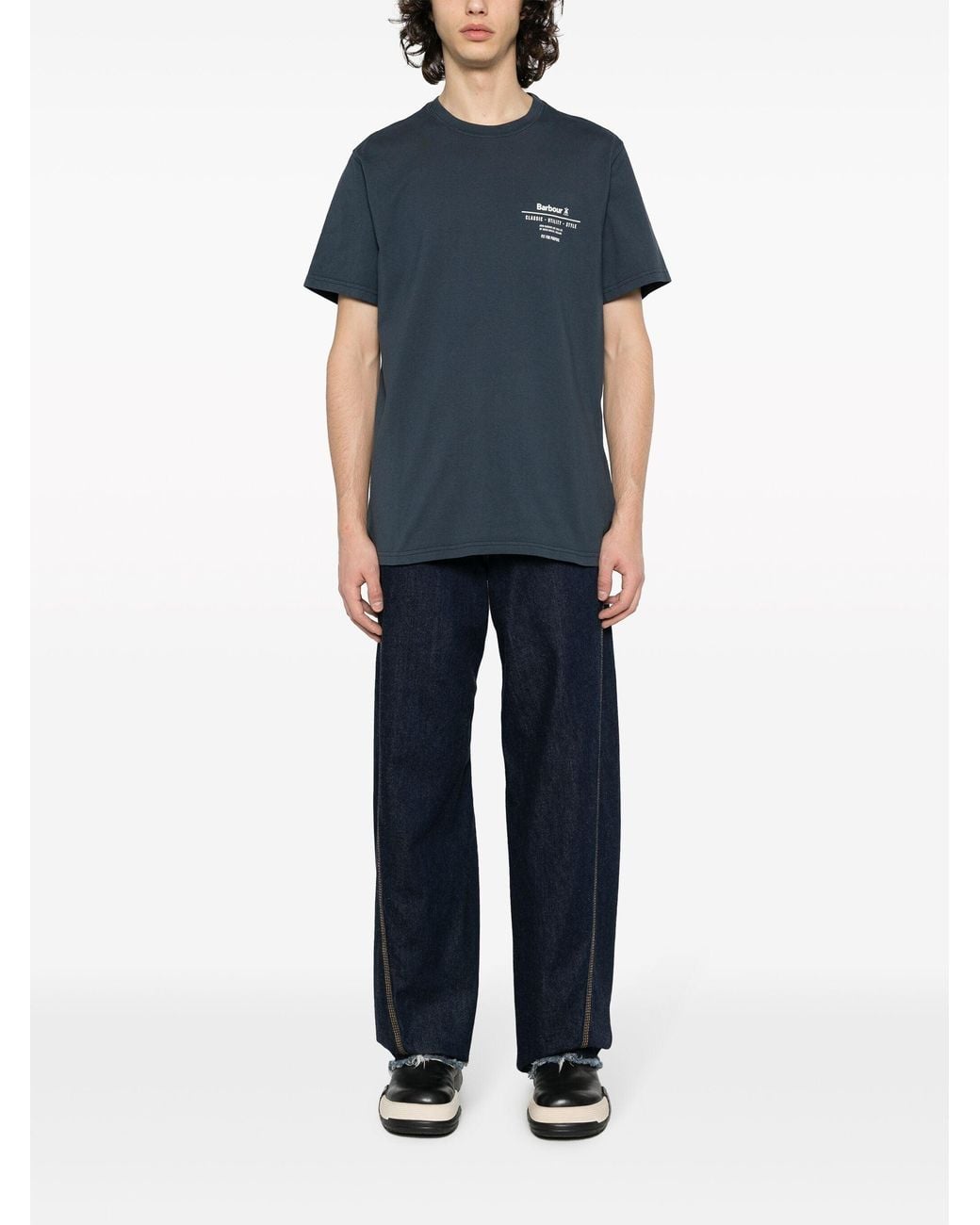 Barbour Blue Logo-Print Cotton T-Shirt for men