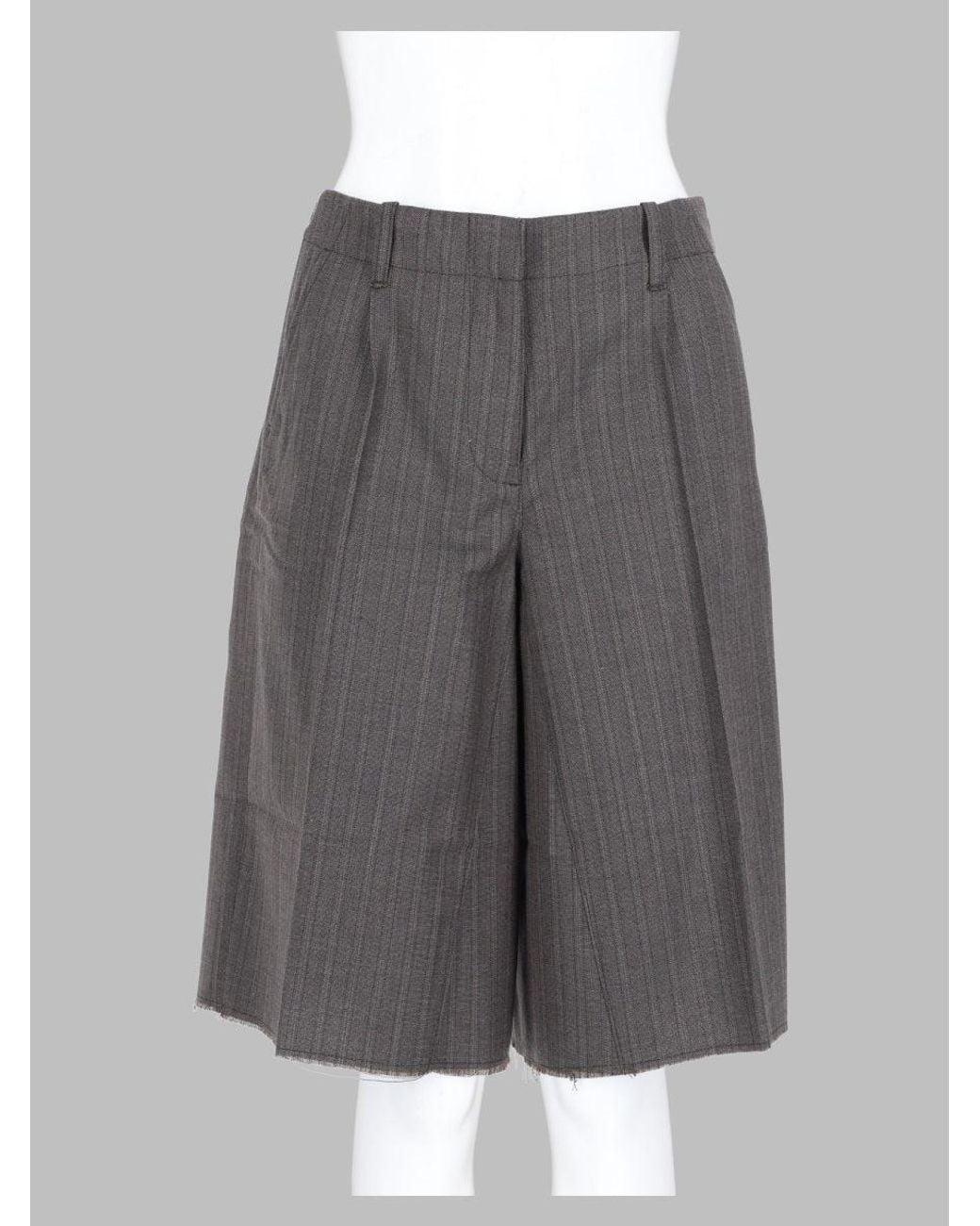 Our Legacy Gray Phase Stripe Motion Wool-Cotton Shorts