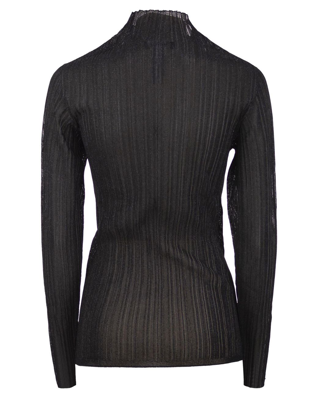 Fabiana Filippi Black Ribbed Lurex Turtleneck Sweater