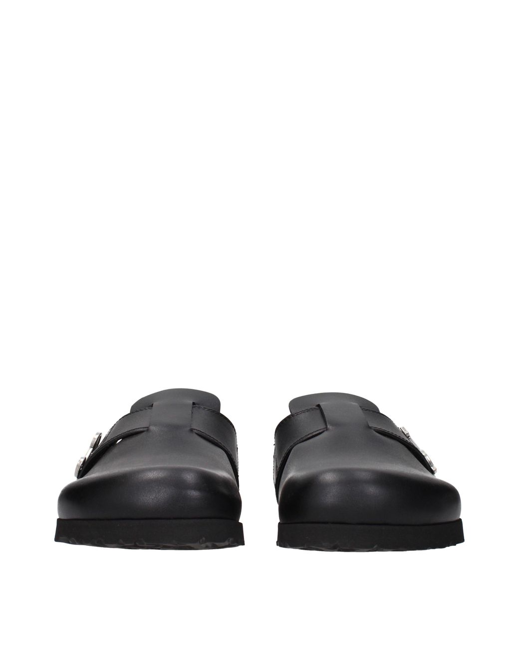 Palm Angels Black Slippers And Clogs Leather