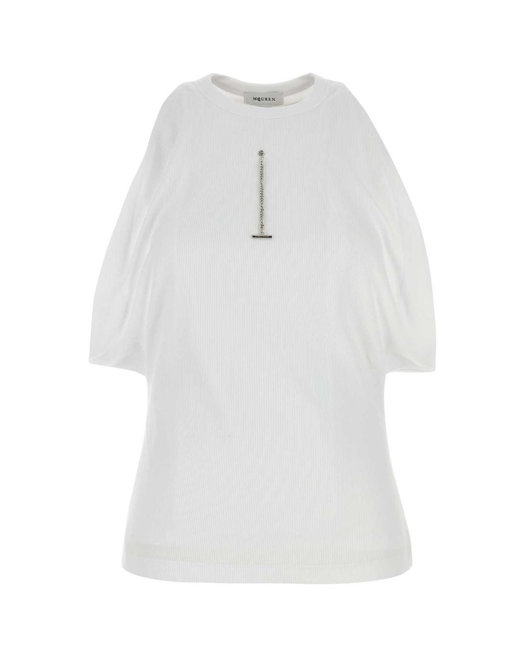 McQueen White Stretch Cotton Top