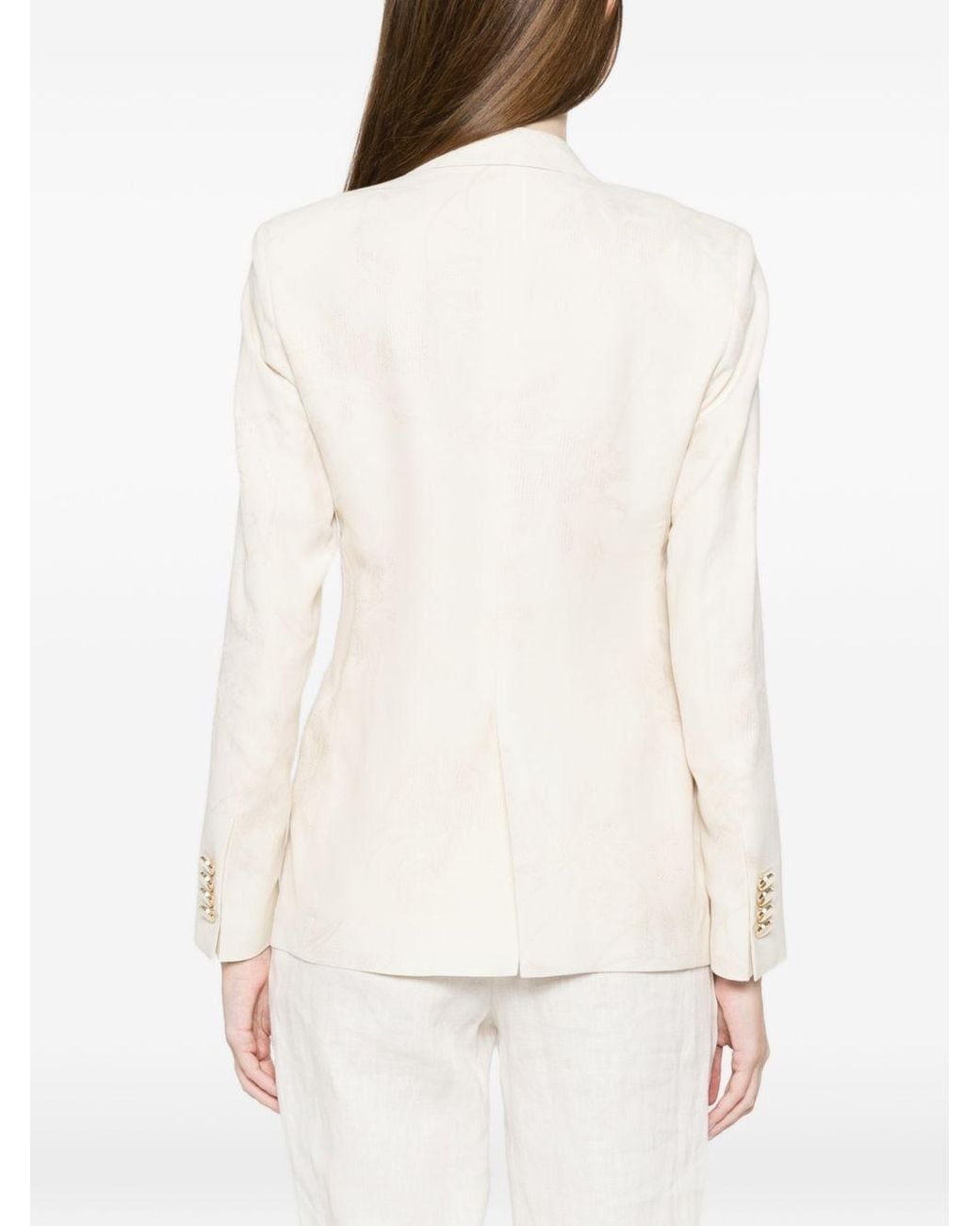 L.b.m. 1911 White Linen Blend Double-Breasted Jacket