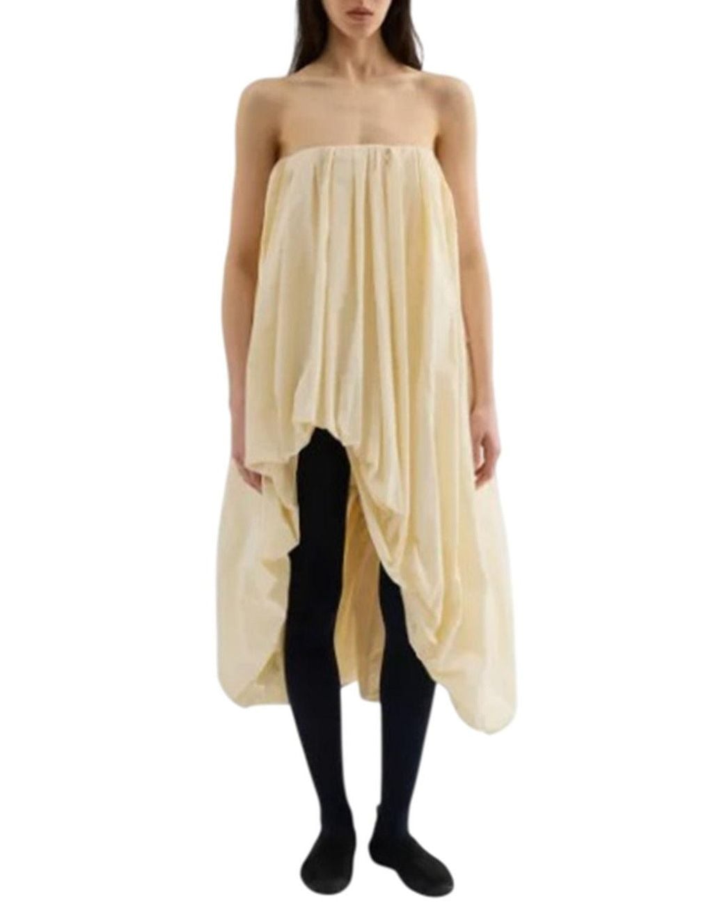 Jil Sander Natural Draped Taffeta Dress