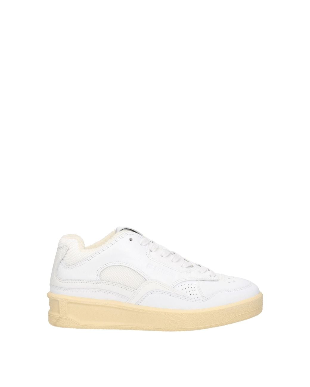 Jil Sander White Sneakers Donna Pelle Bianco/Ecru