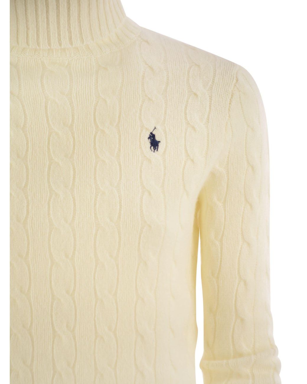 Polo Ralph Lauren Natural Wool And Cashmere Cable-Knit Turtleneck Sweater