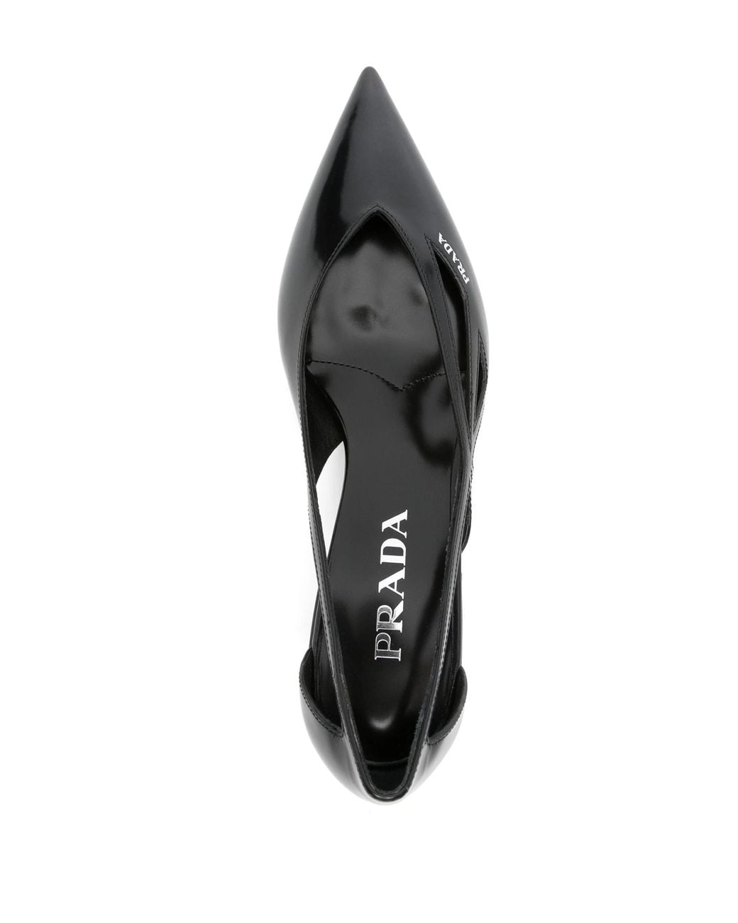 Prada Black Brushed Leather Cut-Out Pumps