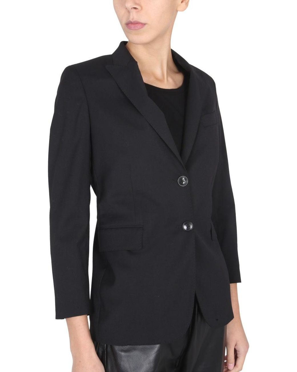 SAULINA Black Angelica Button-Fastening Blazer