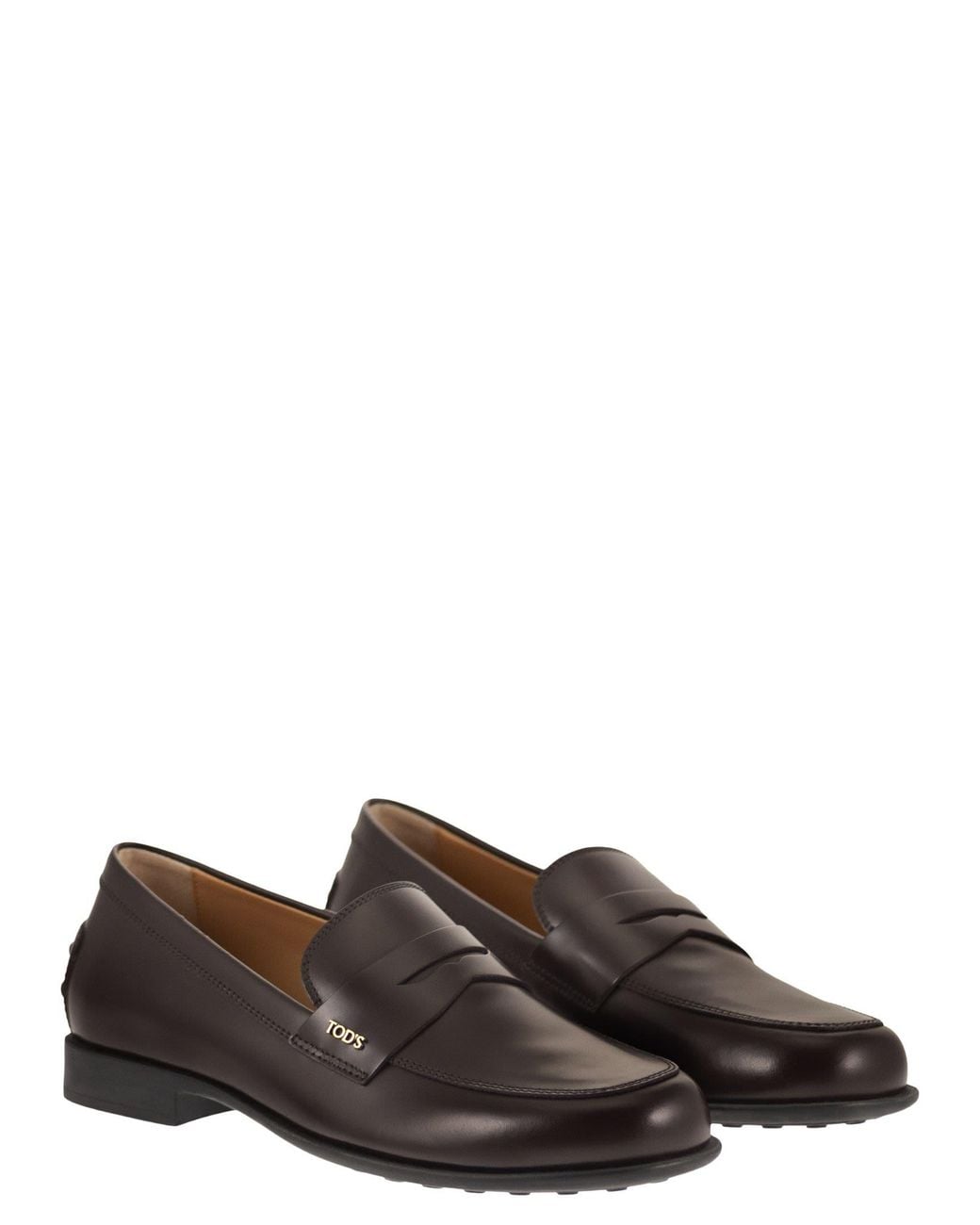 Tod's Brown Calfskin Leather Loafers With Logo Detail