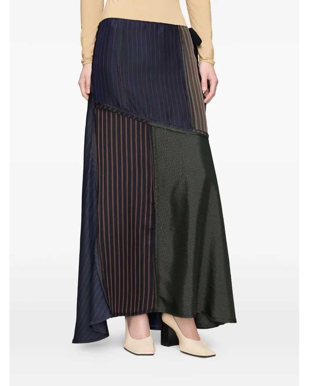 Maison Margiela Blue Patchwork Maxi Skirt