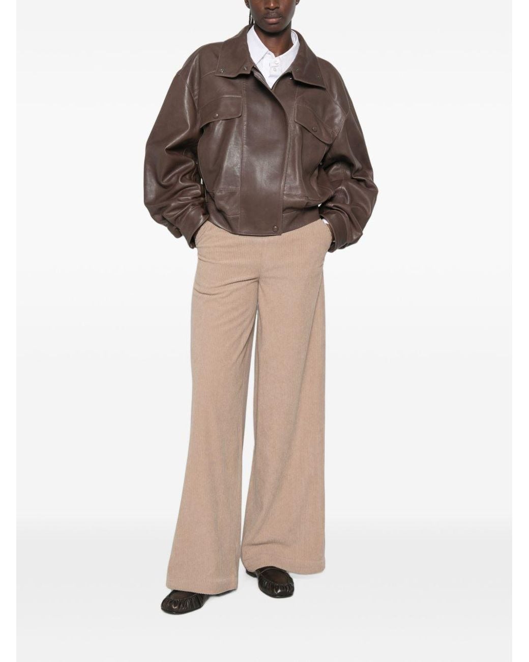 Bye Natural Corduroy Floral Embroidered Trousers