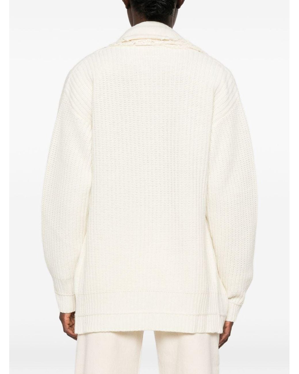 ERMANNO FIRENZE White Lace Trim Cotton Cardigan
