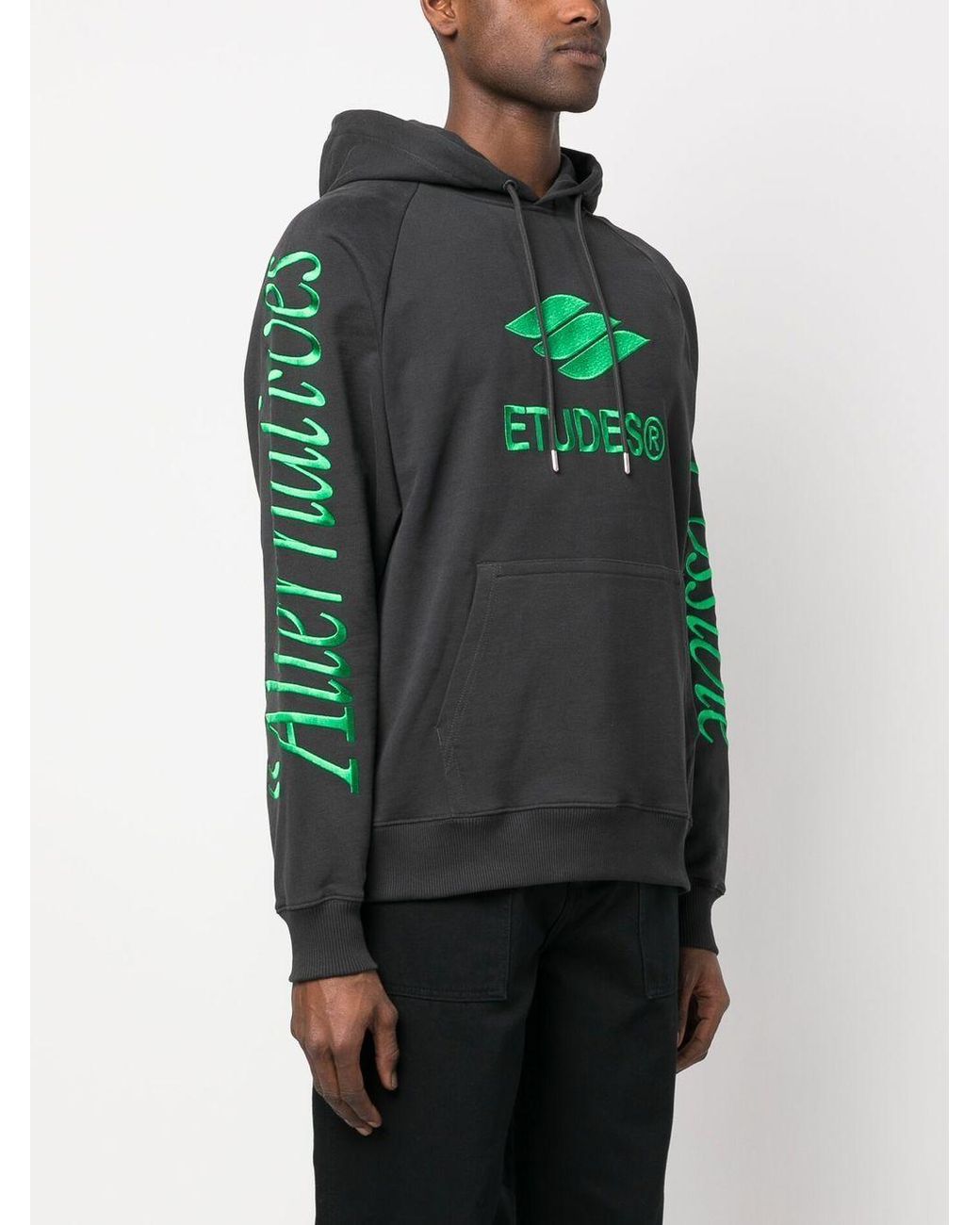 Etudes Studio Gray Racing Eco Logo-Embroidered Hoodie for men