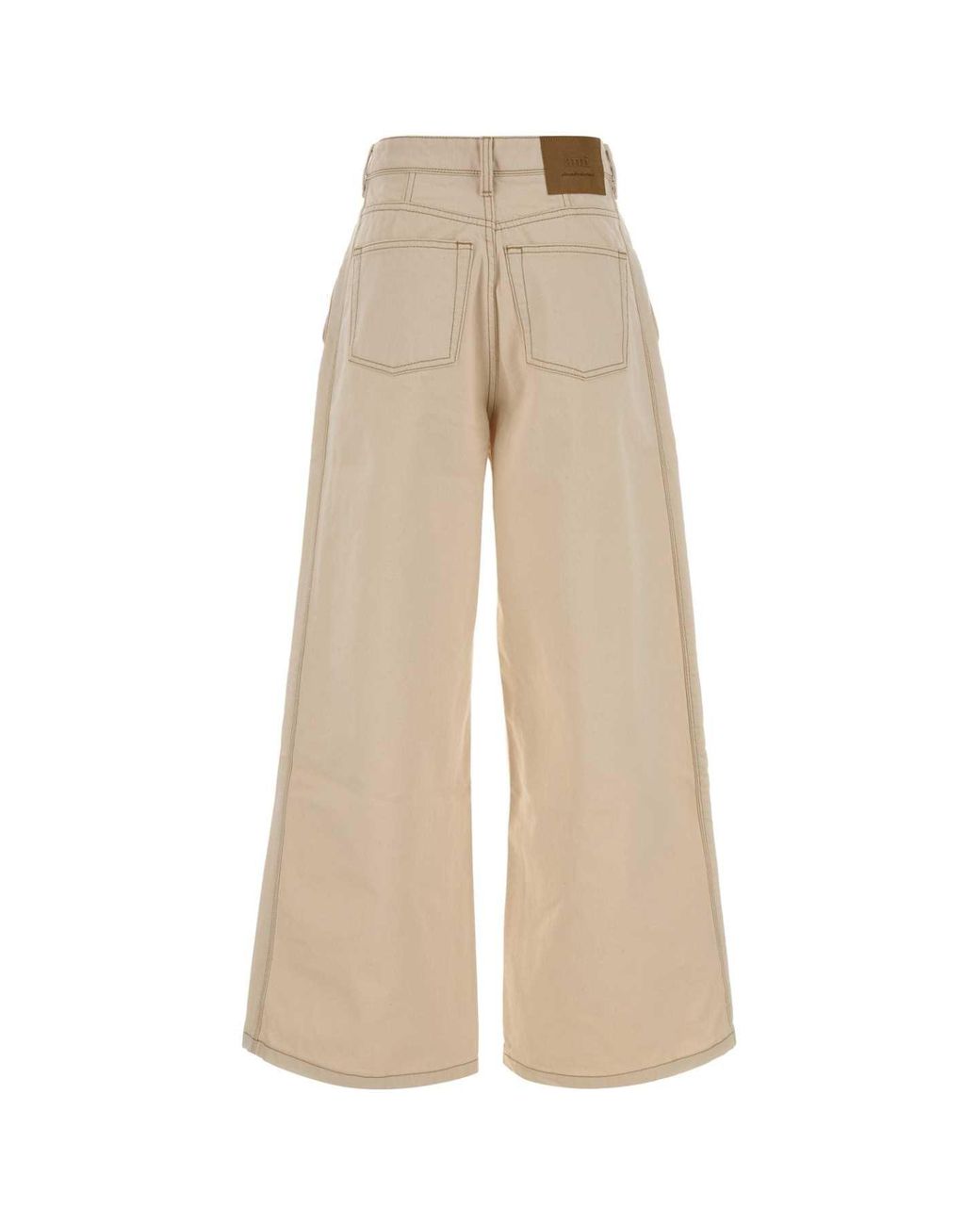 AMI Natural Sand Denim Wide-leg Jeans