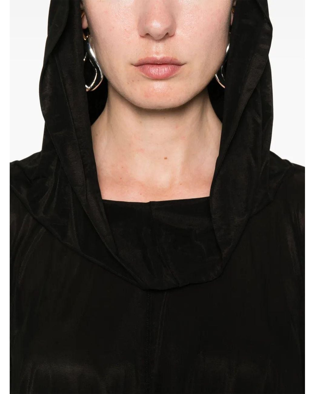 Rick Owens Black Cropped Hooded Tunic