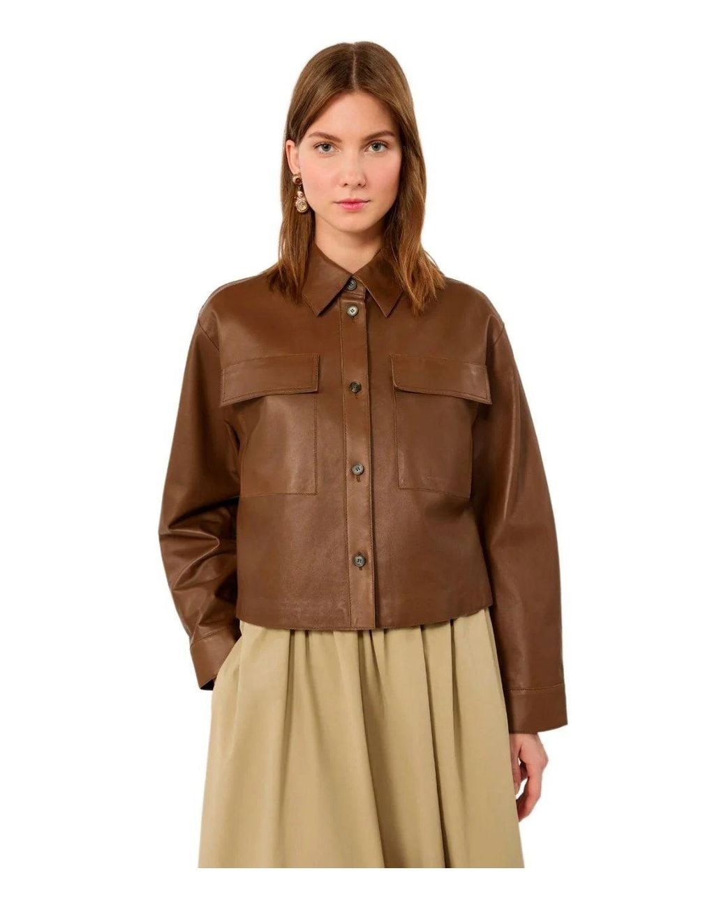 Weekend by Maxmara Brown Piovra Leather Jacket