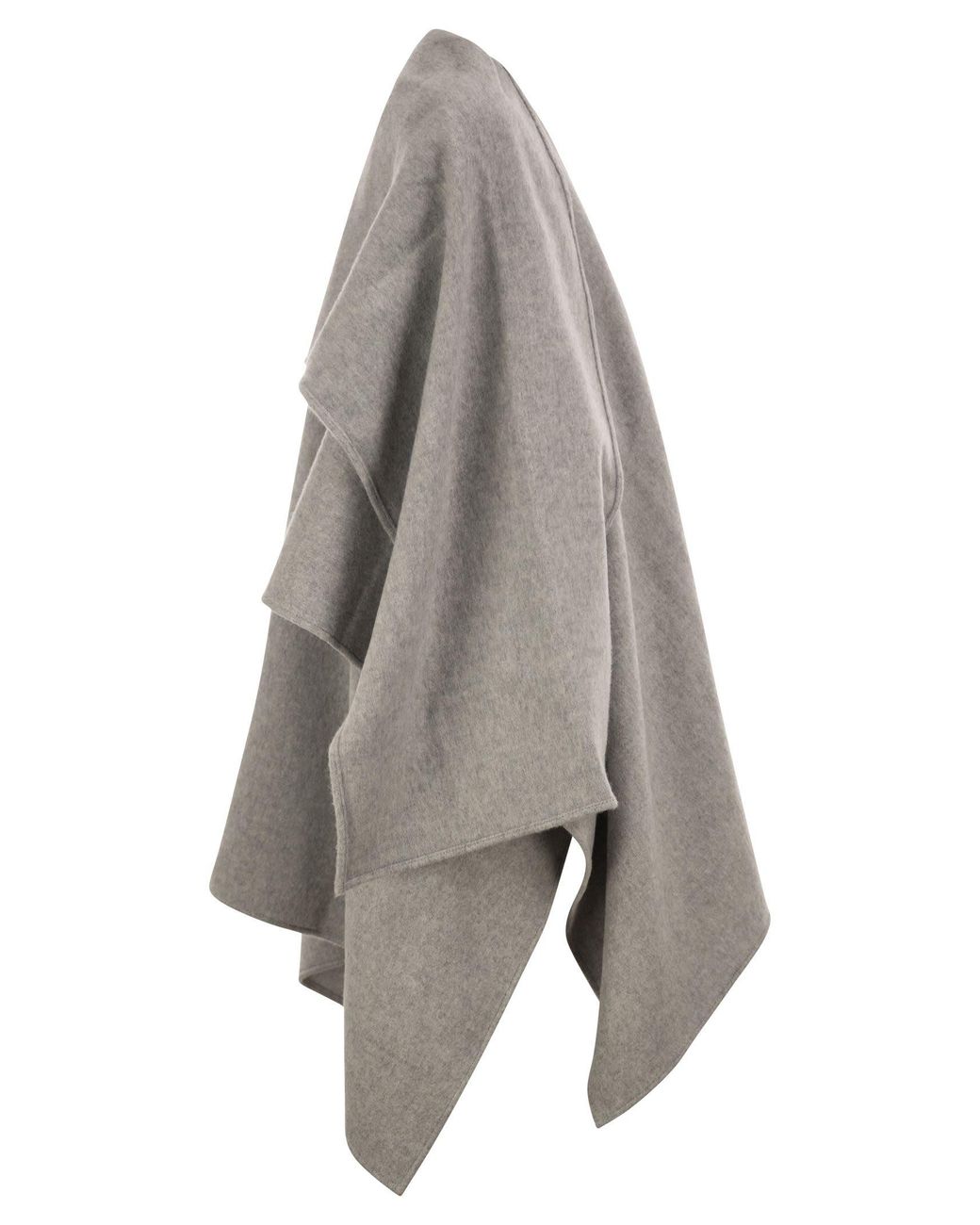 Fabiana Filippi Gray Wool Cape With Jewellery Detail