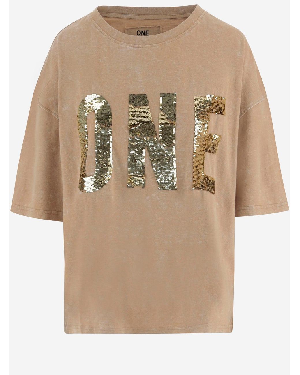 ONE TEE Natural Cotton T Shirt With Logo