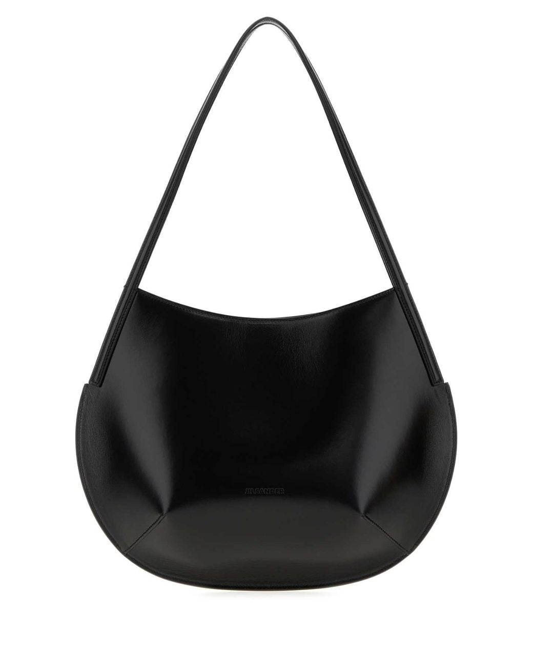 Jil Sander Black Kante Leather Shoulder Bag