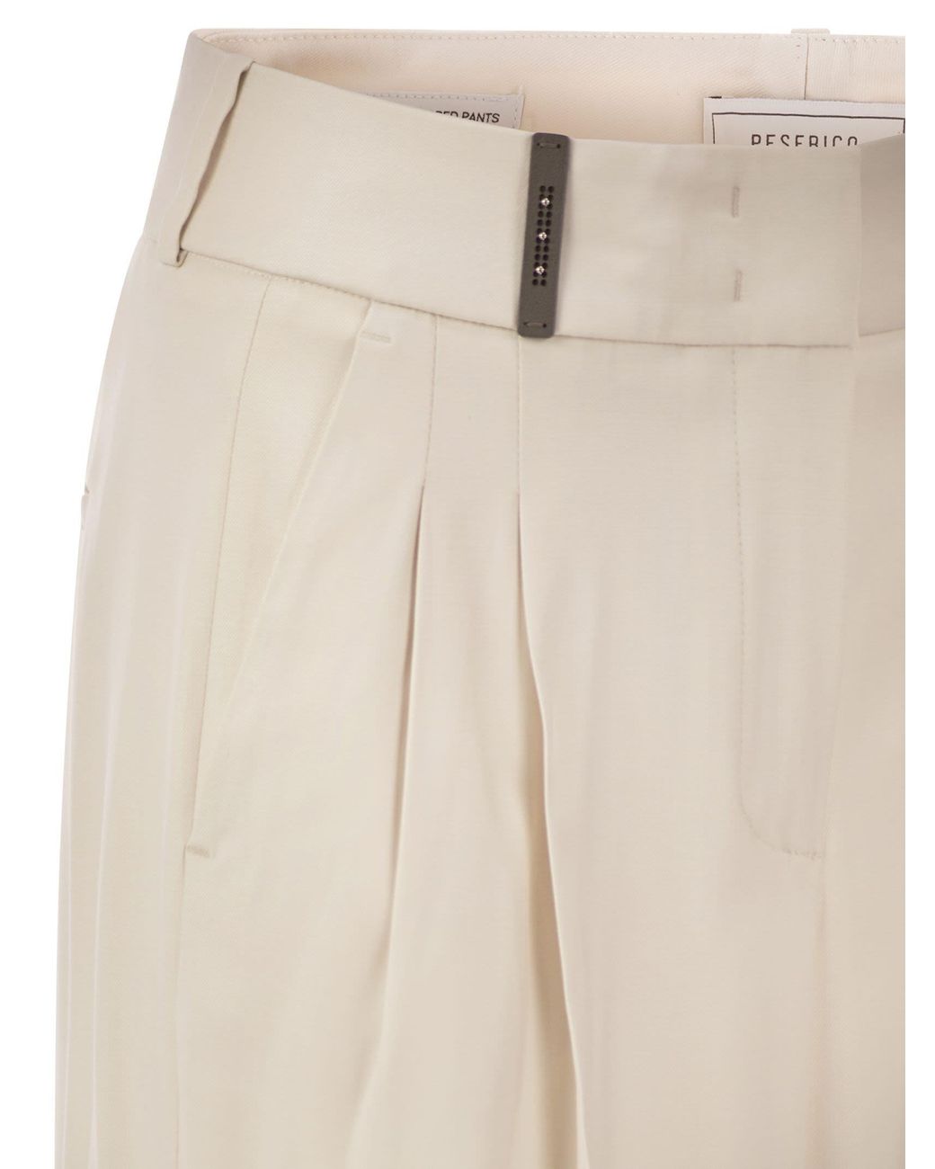Peserico White Tailored Virgin Wool Stretch Trousers With Front Pleats