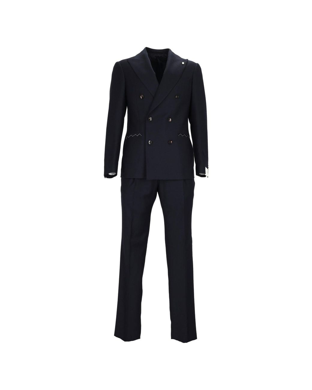 LUIGI BIANCHI SARTORIA Blue Drop 7 Double-Breasted Suit for men