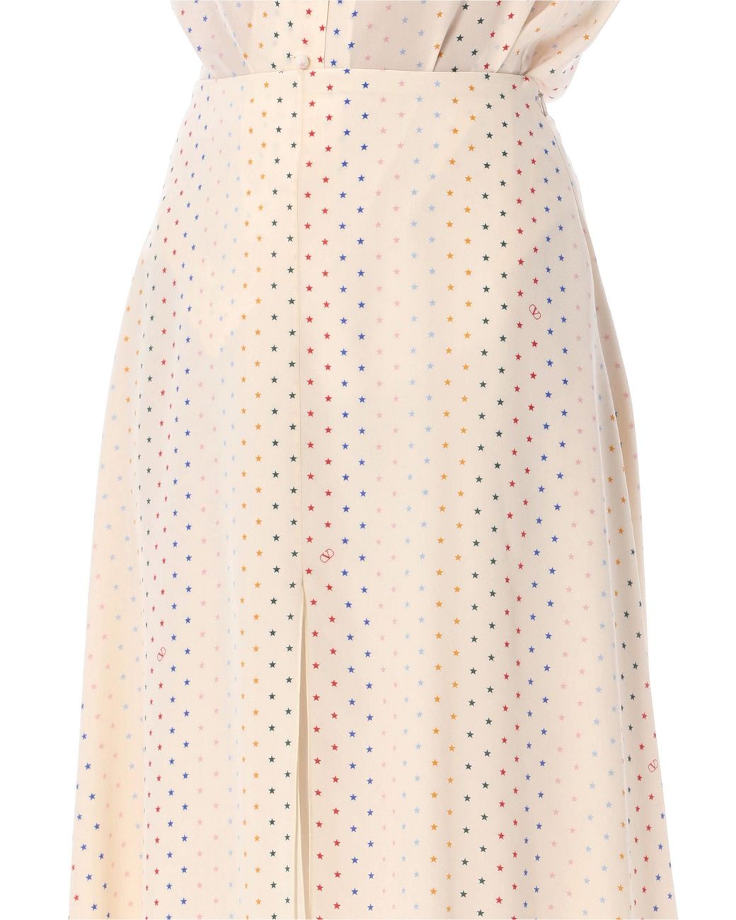 Valentino Garavani Natural Pure Silk Midi Skirt With Star Print
