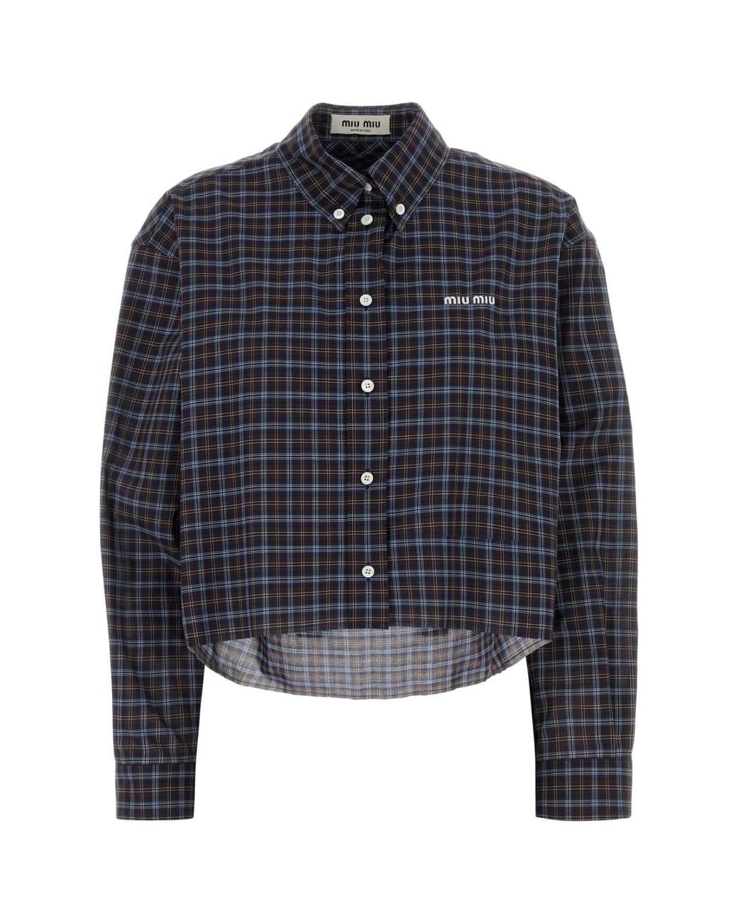 Miu Miu Blue Embroidered Cotton Shirt