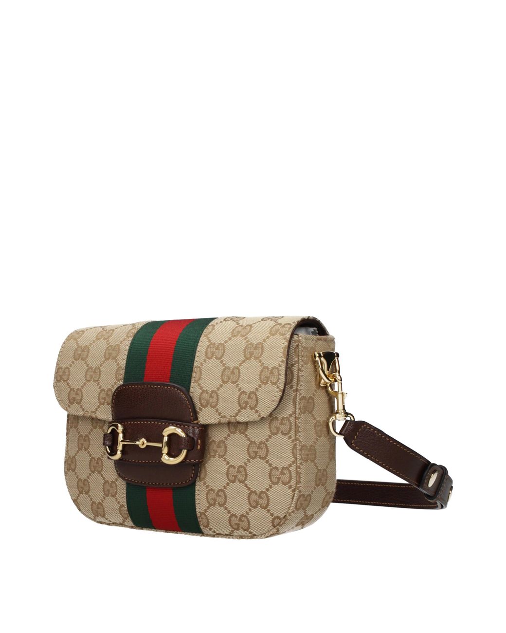 Gucci Brown Horsebit Shoulder Bag Fabric
