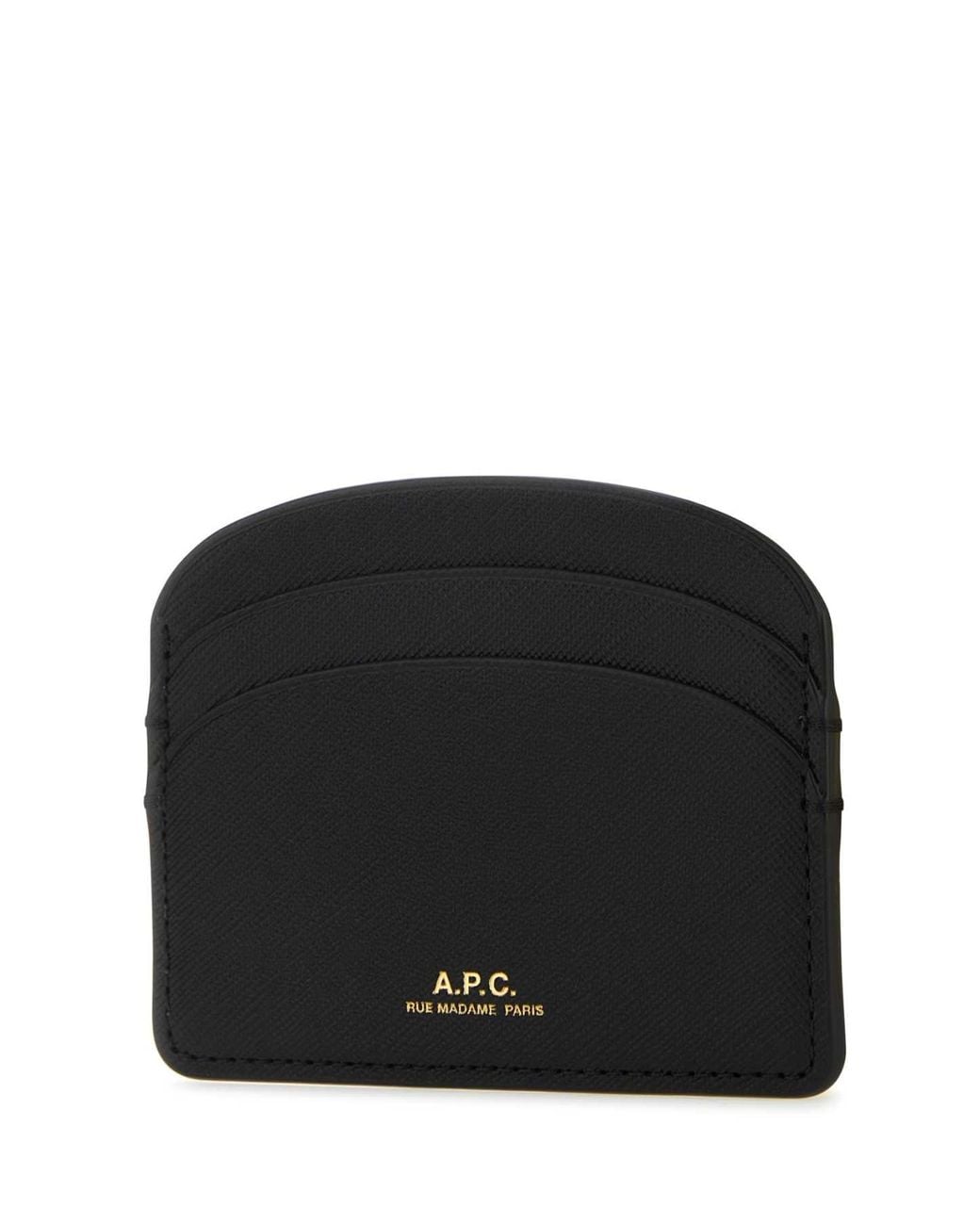A.P.C. Black Demi Lune Hammered Leather Cardholder