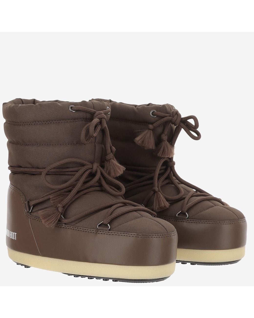 Moon Boot Brown Nylon Ankle Boots With Laces