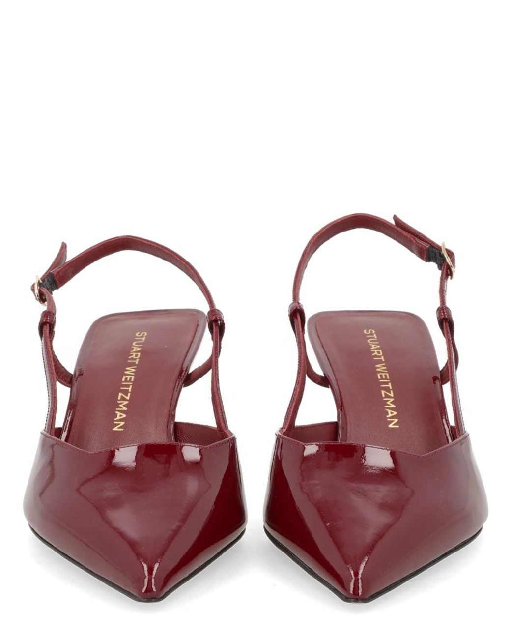 Stuart Weitzman Red Bordeaux Pu Coated Calf Lthr Cow Lthr Flats