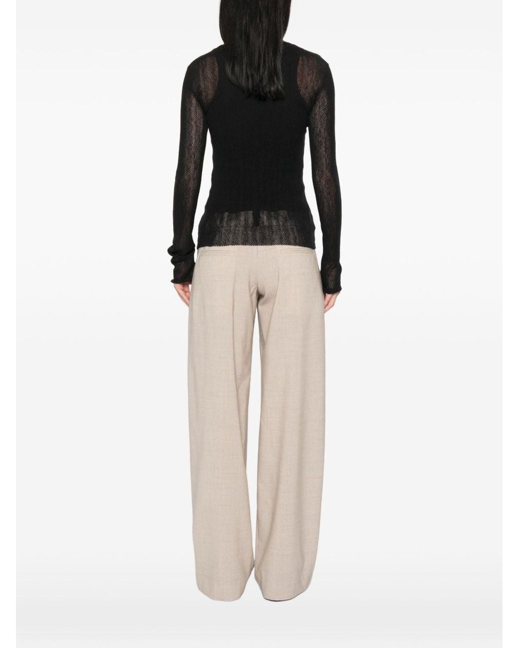 Cortana Black Mesh Wool Top