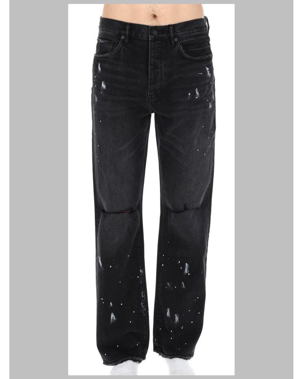 Purple Brand Black Distressed Straight-Leg Jeans for men