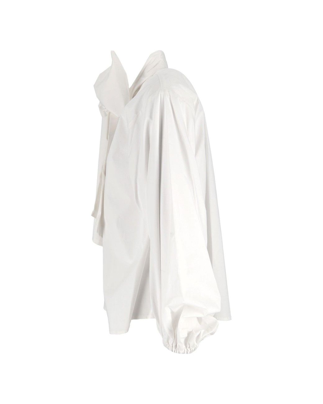 Shirtaporter White Oversized Bow Puffed-Sleeve Poplin Blouse